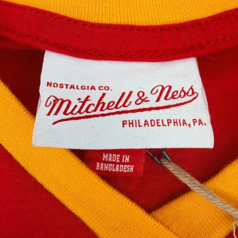 Mitchell & Ness Houston Rockets V-Neck Jersey Shirt Kids XL 18/20 Red Yellow NEW